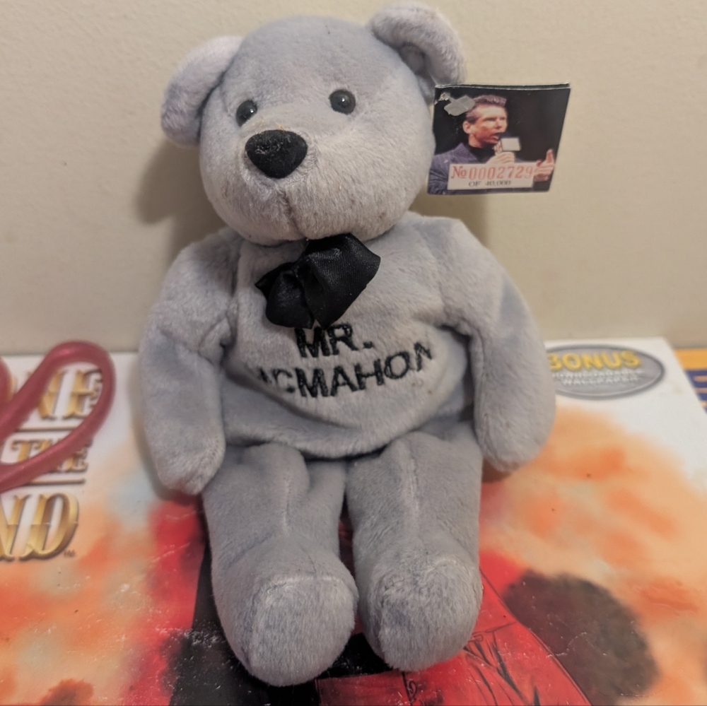 1999 WWF/WWE Official Attitude Plush Bean Bear Vince Mr. McMahon Boss Rare